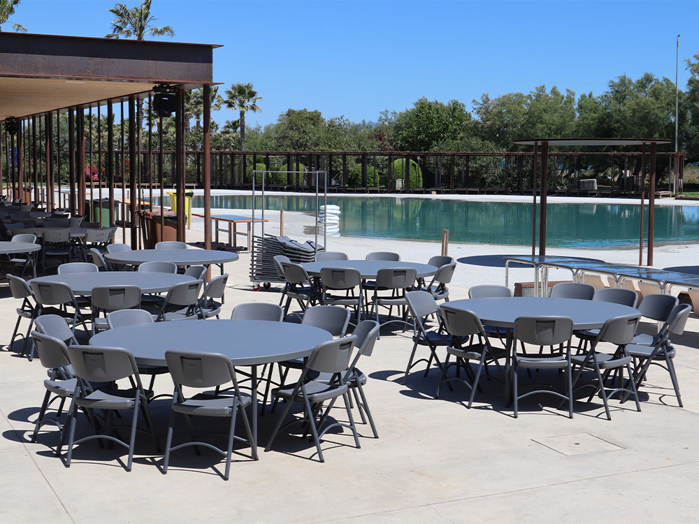 Ronde klaptafels | Grijs HDPE 2 Ronde klaptafels | Grijs HDPE - Afbeelding 2